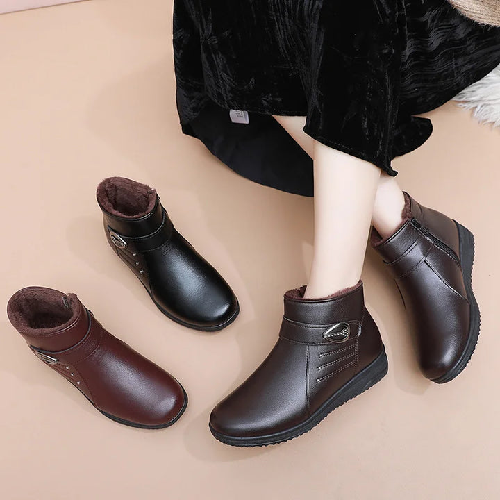Petruta Warm Suede Ankle Boots, view 8 - Elena Harper