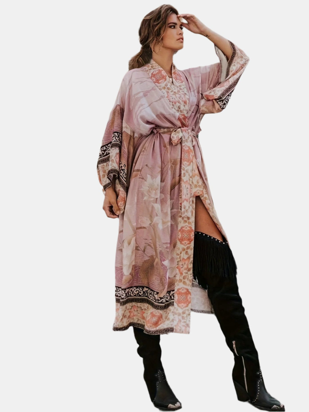 Bohemian Maxi Dress with Floral Print Nomadic Elegance, view 4 - Elena Harper