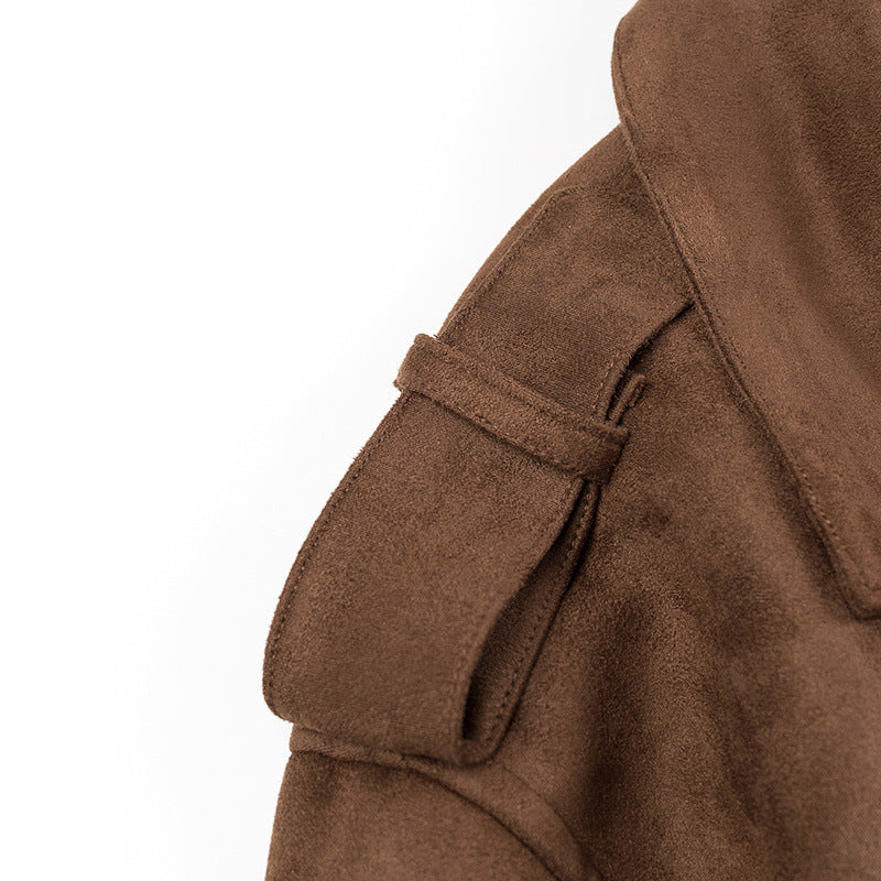 Women's Wrap Coat with Soft Suede Effect - Caleira