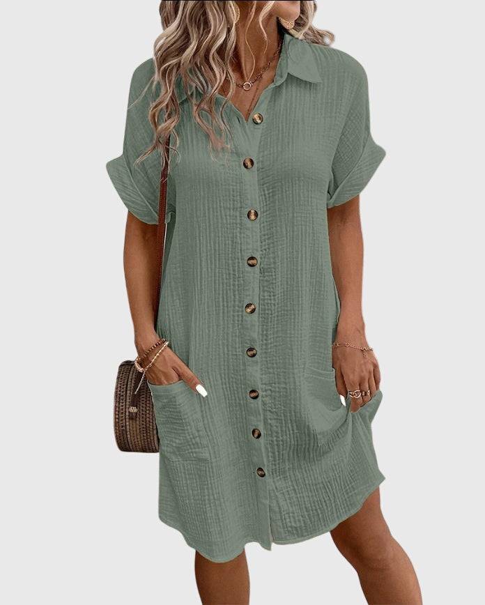 Caroline™ comfortable dress by Emma & Rose Cape Town, featuring a relaxed fit and stylish design, shown on a model.
