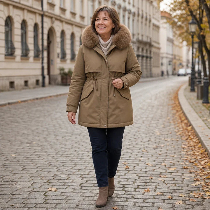 Emma Elegant and Warm Mid-Length Women's Parka, view 8 - Elena Harper