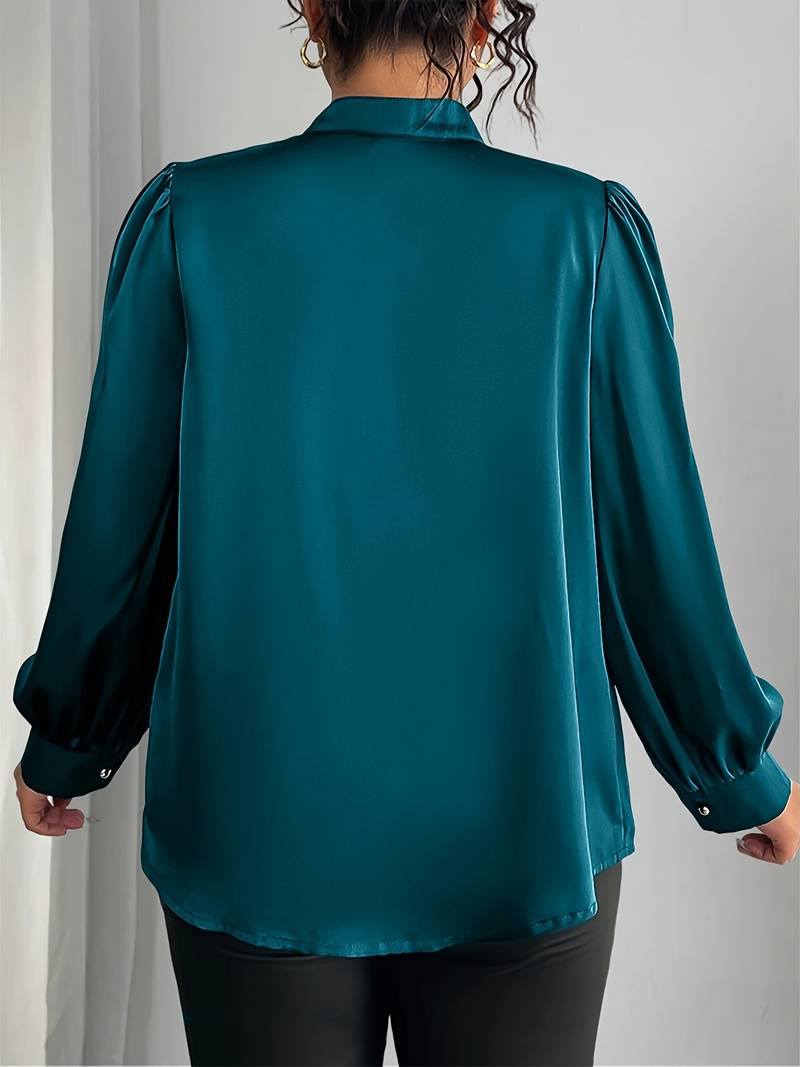 Elisheva - Elegant Bubble Sleeve Shirt With V-Neck
