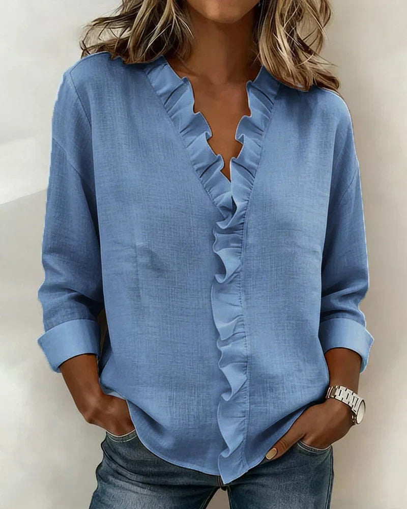 Savi™ | Stylish V-Neck Top with Ruffles