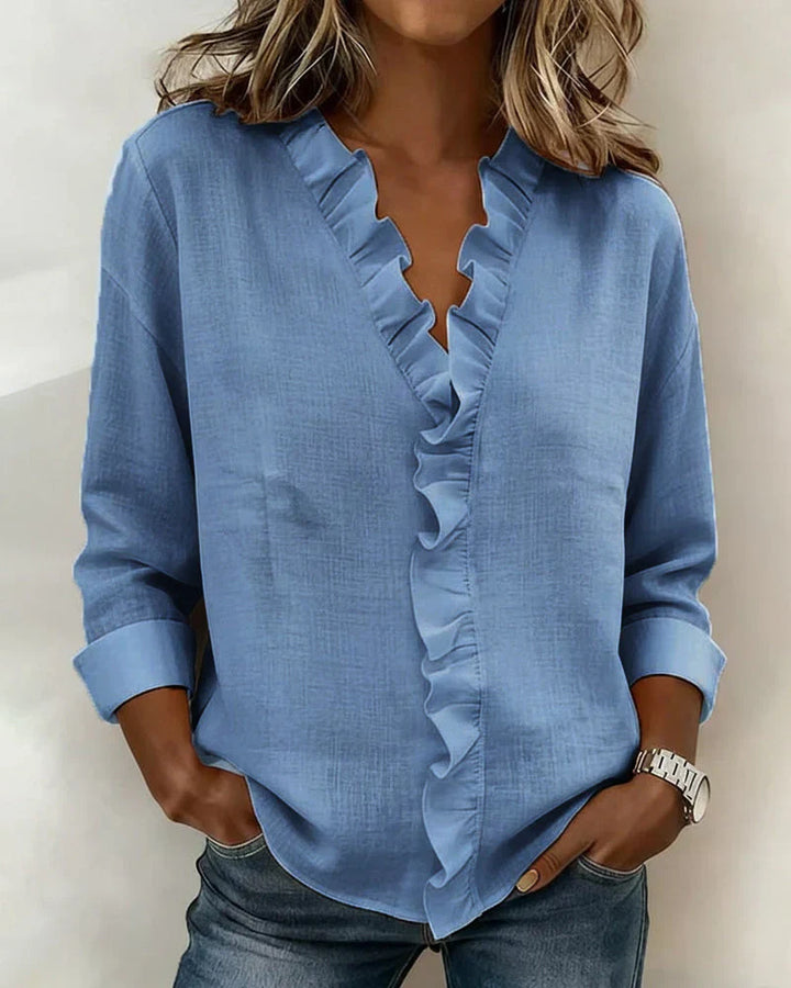 Yvonne™  |  V-neck Blouse Ruffles