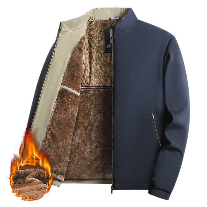 Men's Warm Zip-Up Jacket with High Collar