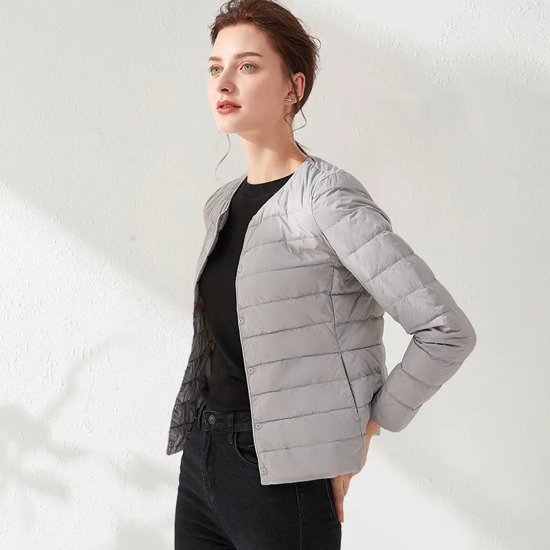 Women's Lightweight Collarless Slimming Puffer Jacket