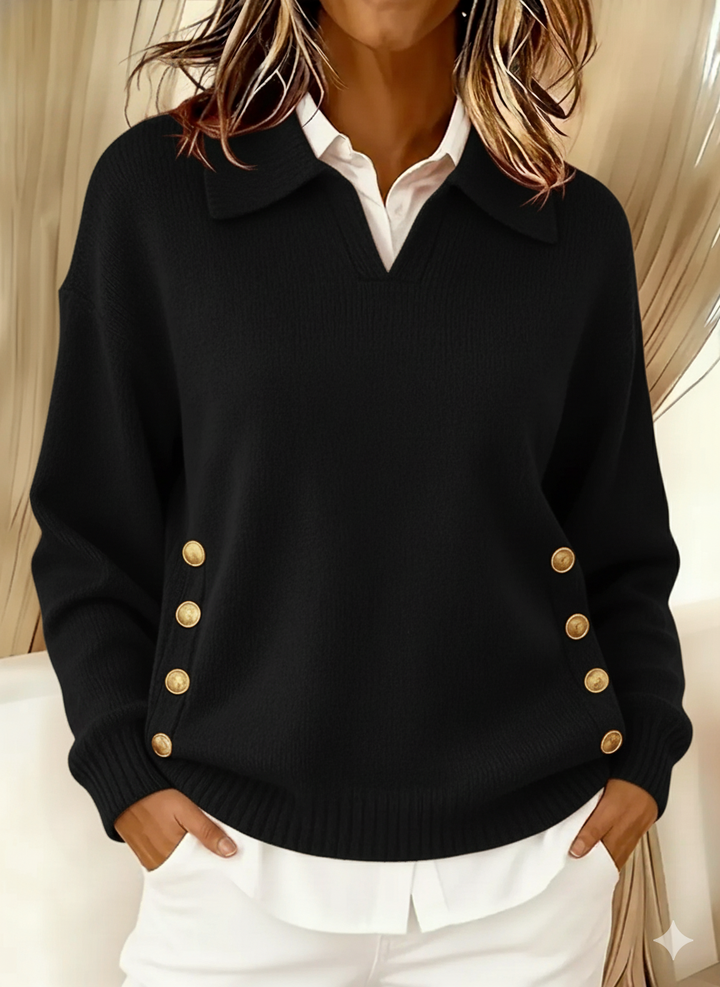 Women's Polo Collar Sweater - Simple and Elegant