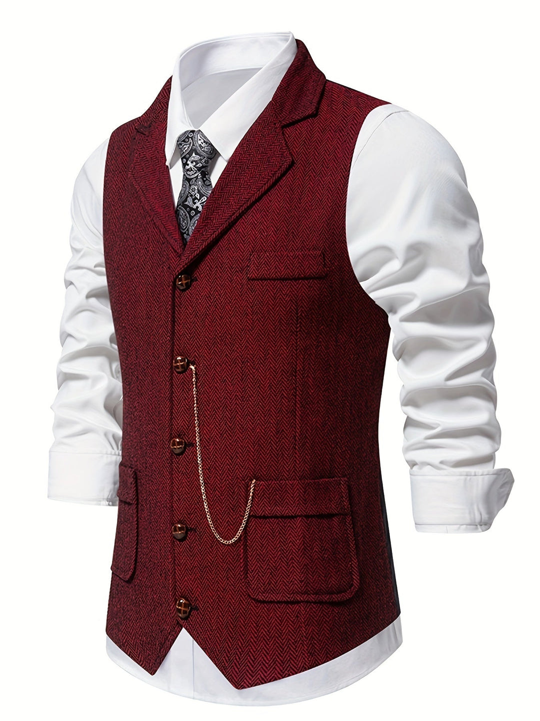Silas | Herringbone Single-Breasted Waistcoat