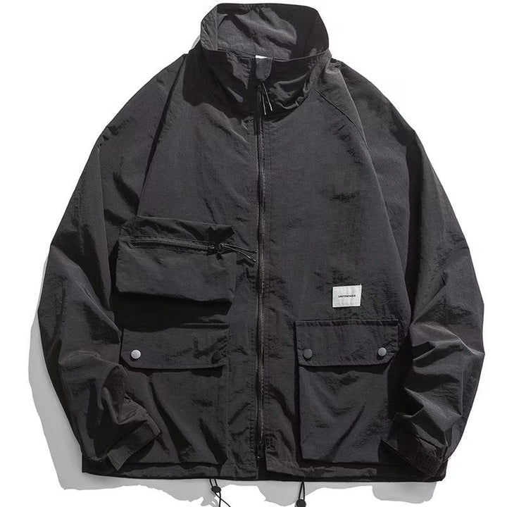 Men's Hunting Jacket with Notched Collar, Loose Fit and Front Zip Closure, view 3 - Elena Harper