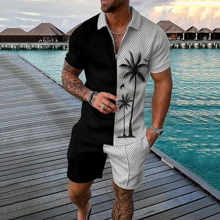 Arvid | Coconut Tree Polo Shirt & Shorts Set