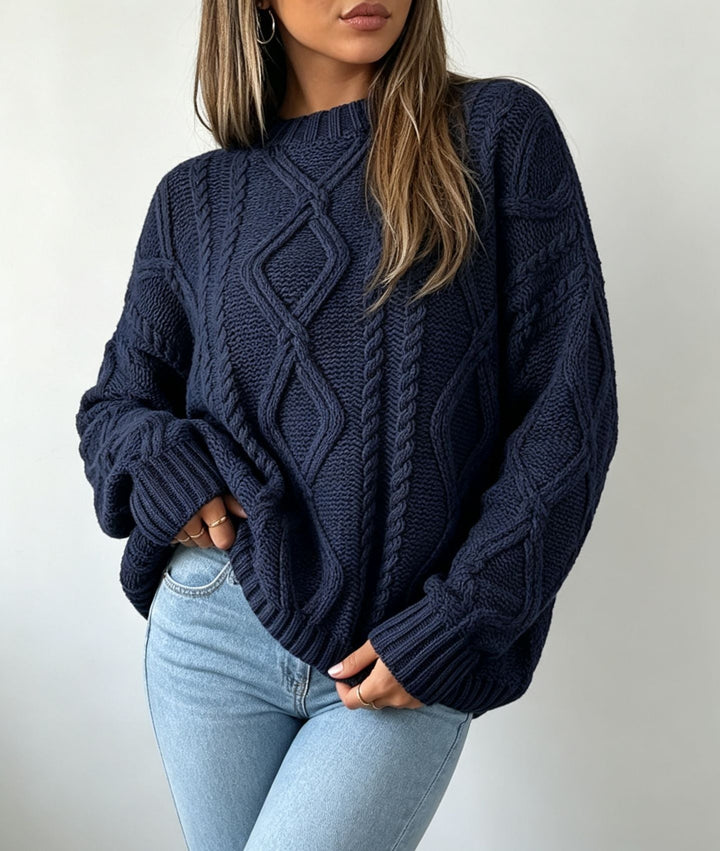 Women's Round Neck Loose Fit Sweater - Soft and Casual
