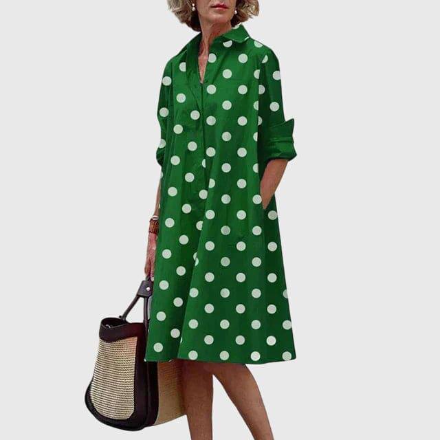 Emma & Rose Cape Town Paige™ elegant dress with stylish pockets, shown in a natural fabric with detailed stitching.