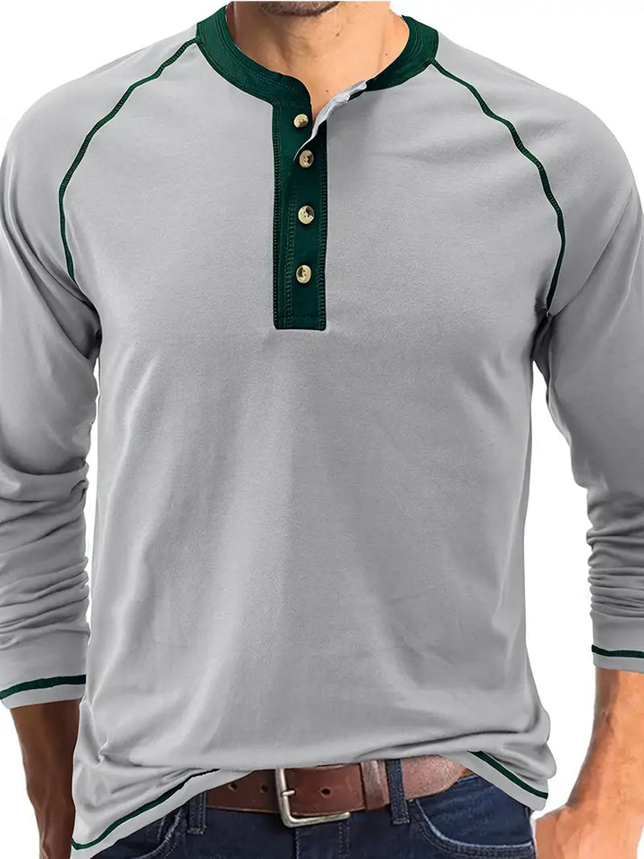 Simone Elegant Cotton Henley, view 4 - Elena Harper