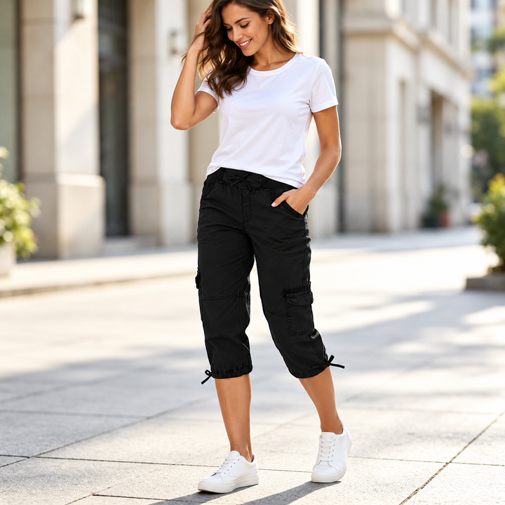 Elise™ | High-Waist Cargo Capri Pants with Pockets