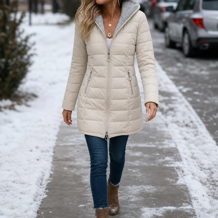 Fiona | Long Puffer Jacket with Hood and Cozy Plush Lining