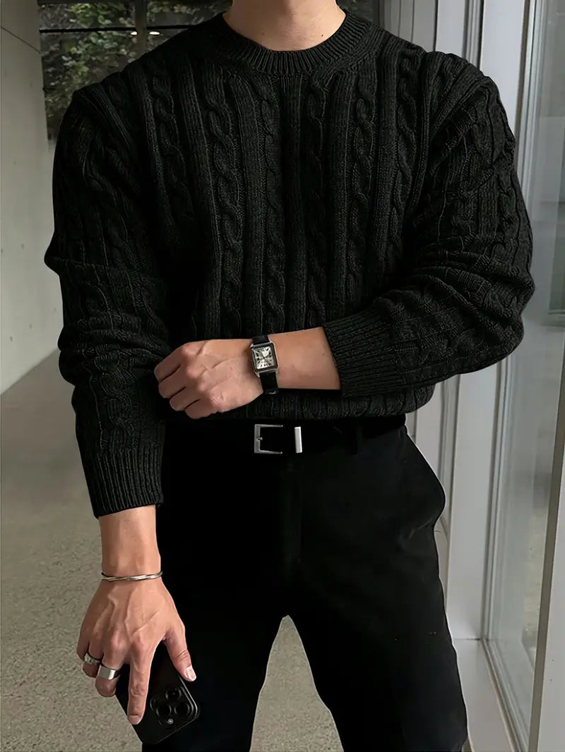 Mergim Casual Knit Sweater with Long Sleeves, view 8 - Elena Harper