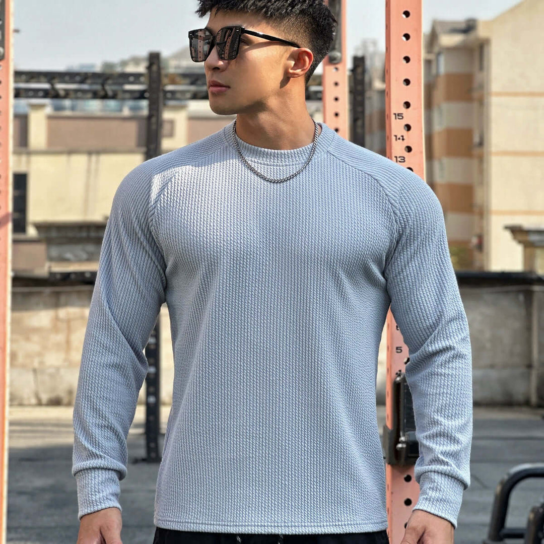 Men's Slim Fit Ribbed Knit Sweater, view 3 - Elena Harper