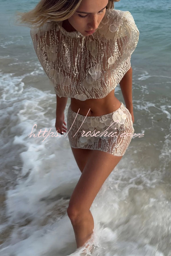 Sun-Kissed Sheer Embellished Two-Piece Set