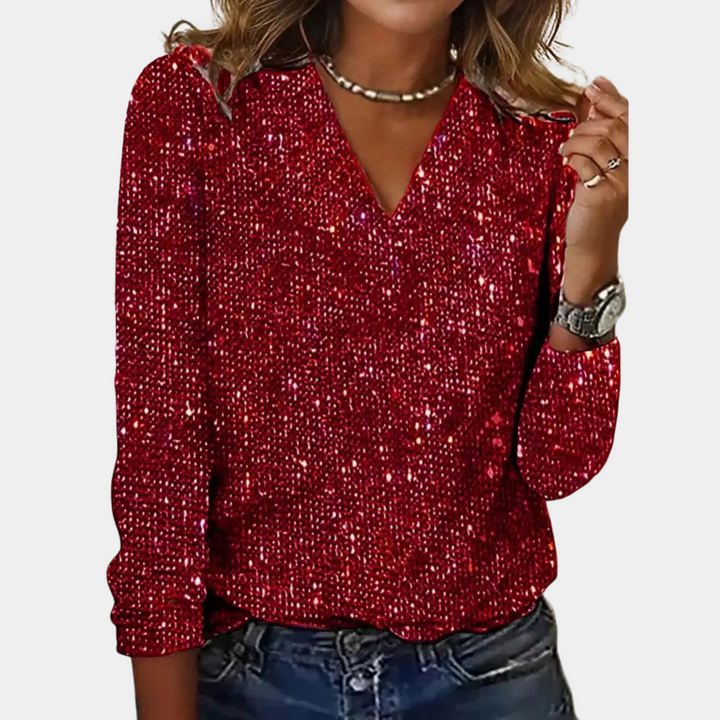 Lydia | Sparkling Sequin Top with Elegant V-Neck
