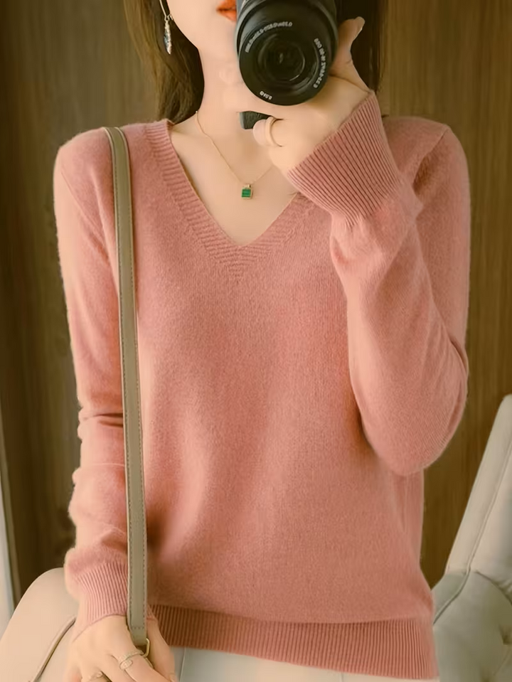 Selene Soft V-Neck Sweater - Elena Harper