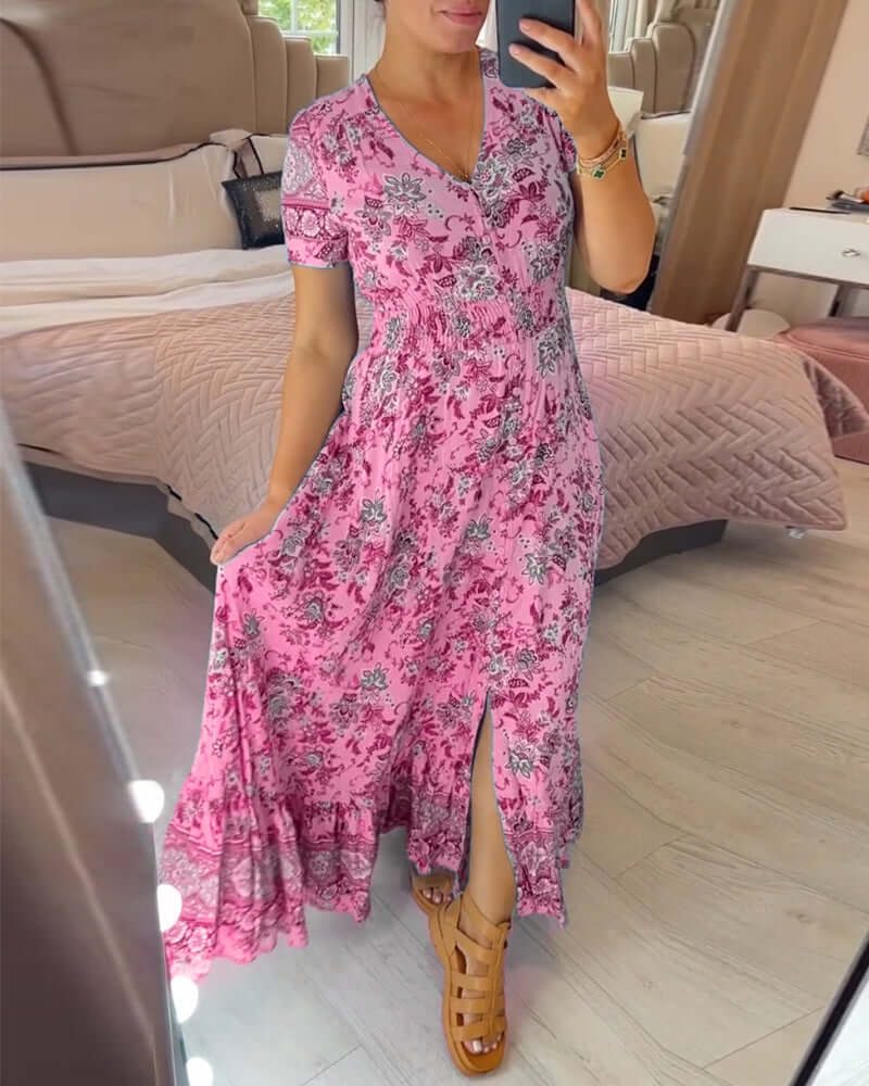 Women's Floral Boho Maxi Dress, view 3 - Elena Harper