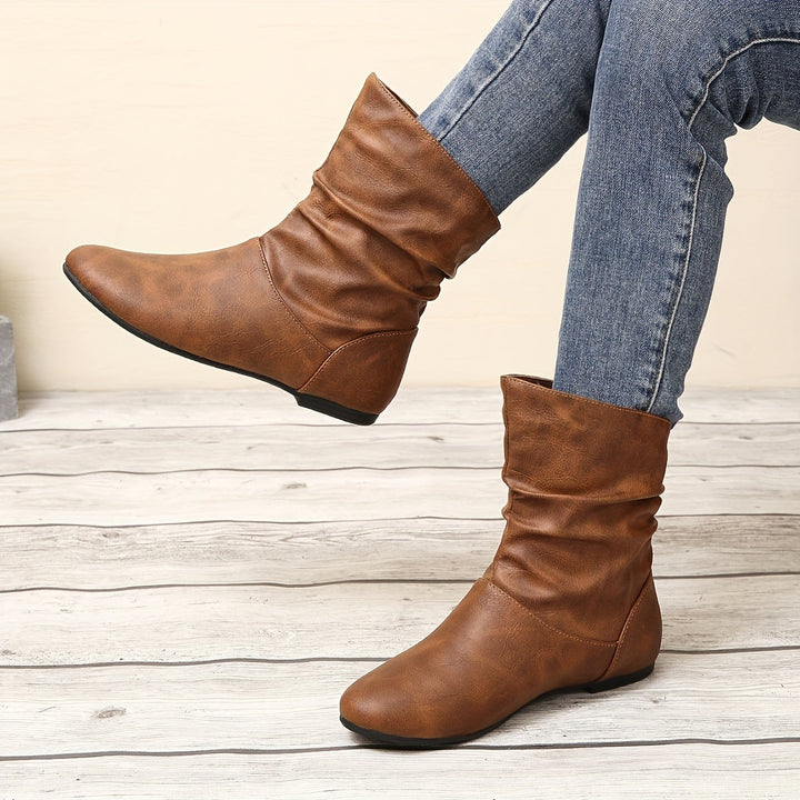 Astrid Slouchy Slip-On Boots, view 2 - Elena Harper
