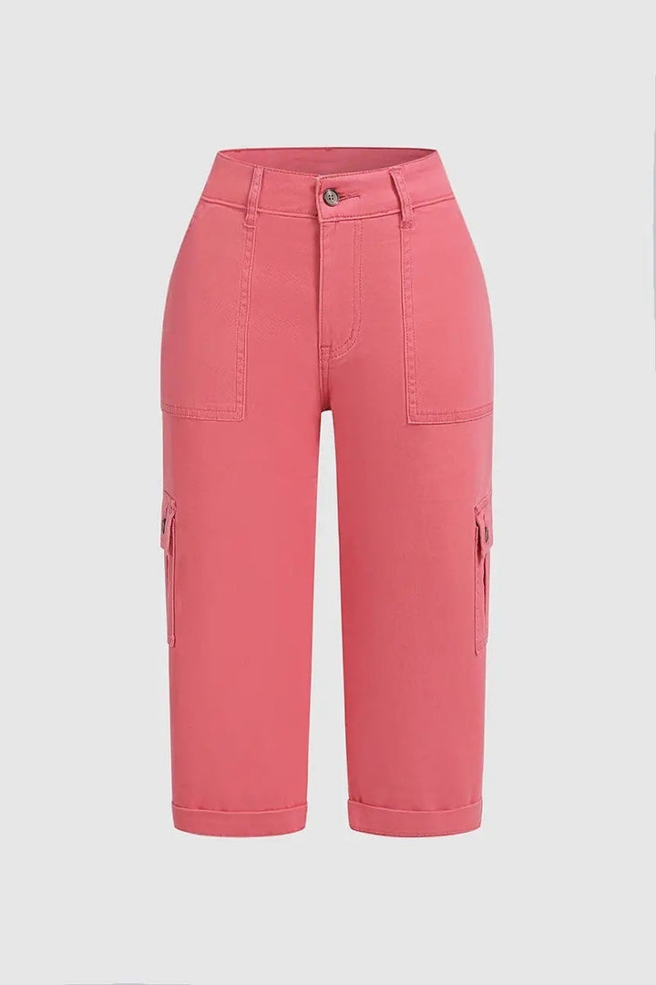 Harper Casual Cargo Pants with Mid-Rise Waist and Pleats, view 10 - Elena Harper