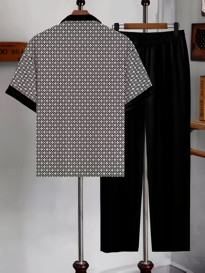 LAURENT MONACO | CONTRASTING GEOMETRIC PRINT SUMMER SET FOR MEN