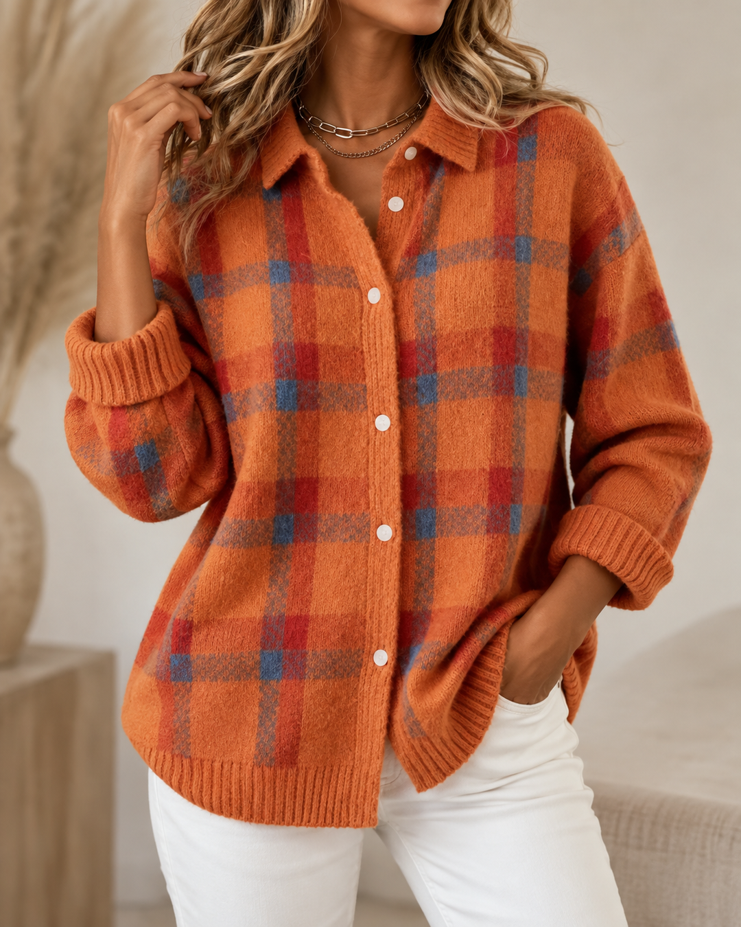 Vallerie™ | Comfortable Checked Knit Vest
