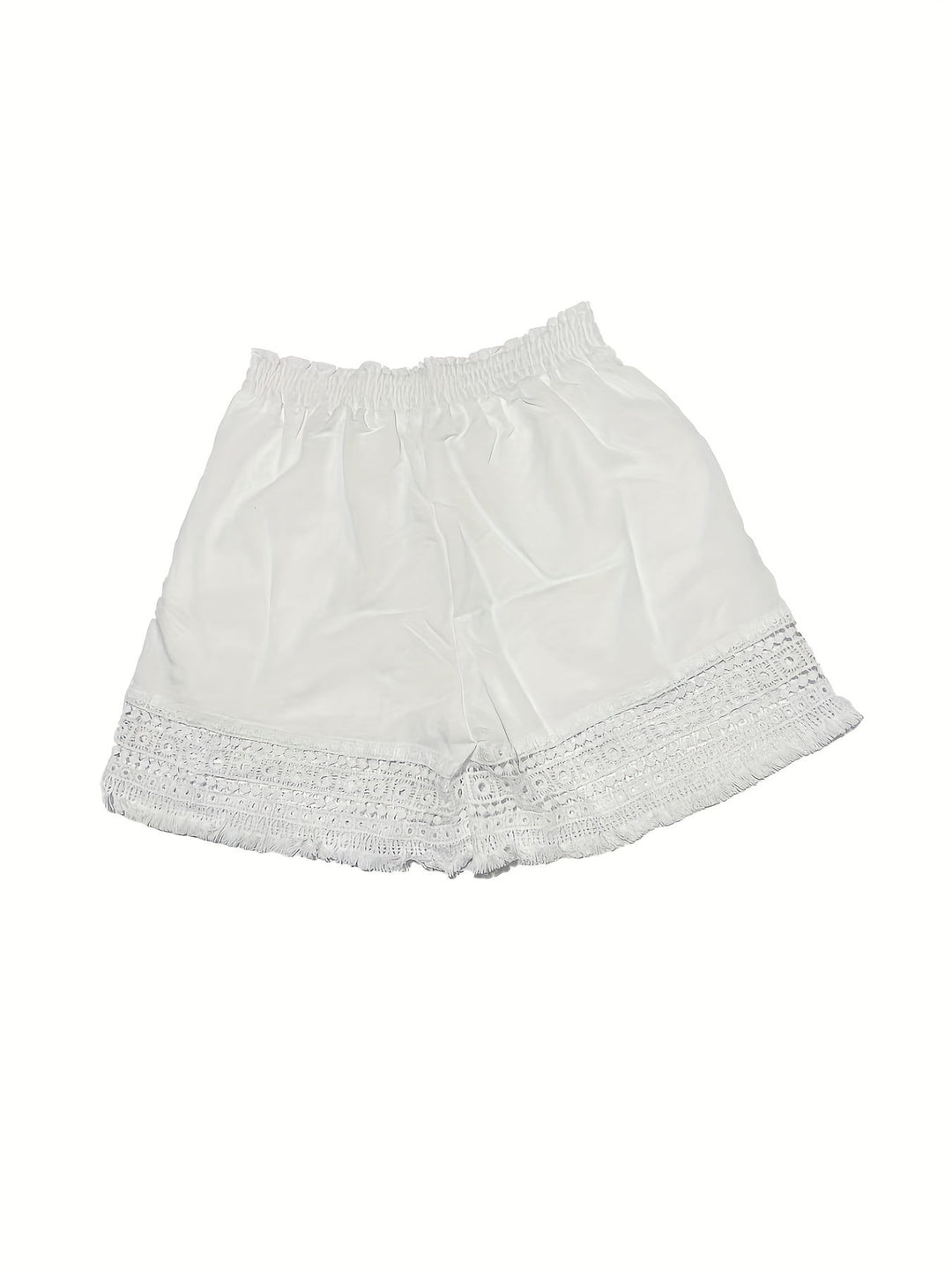 Rosemary Lace-Trim Paper Bag Shorts, view 10 - Elena Harper
