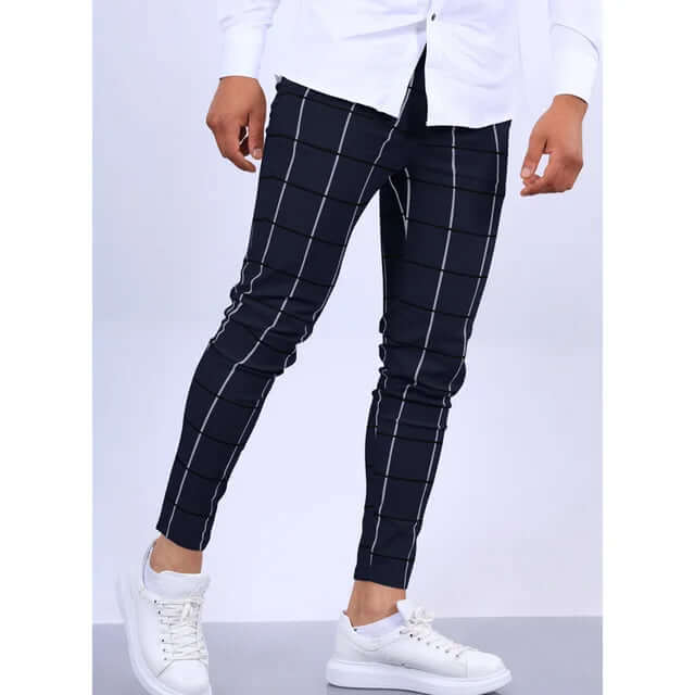 Men's Casual Checkered Ankle-Length Pants