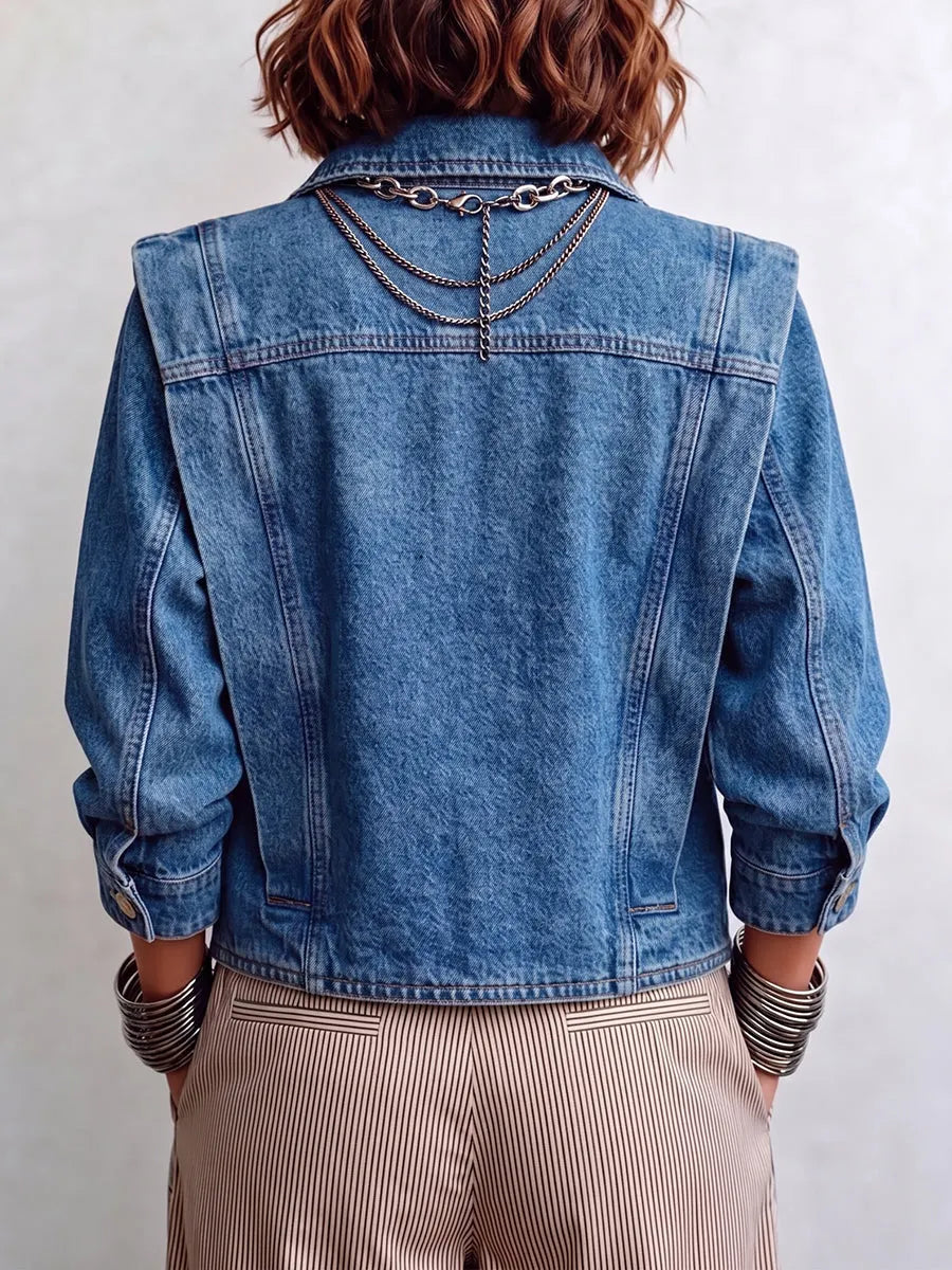 Statement Gold-Button Denim Jacket