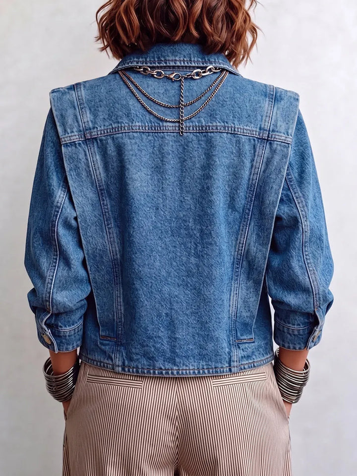 Statement Gold-Button Denim Jacket