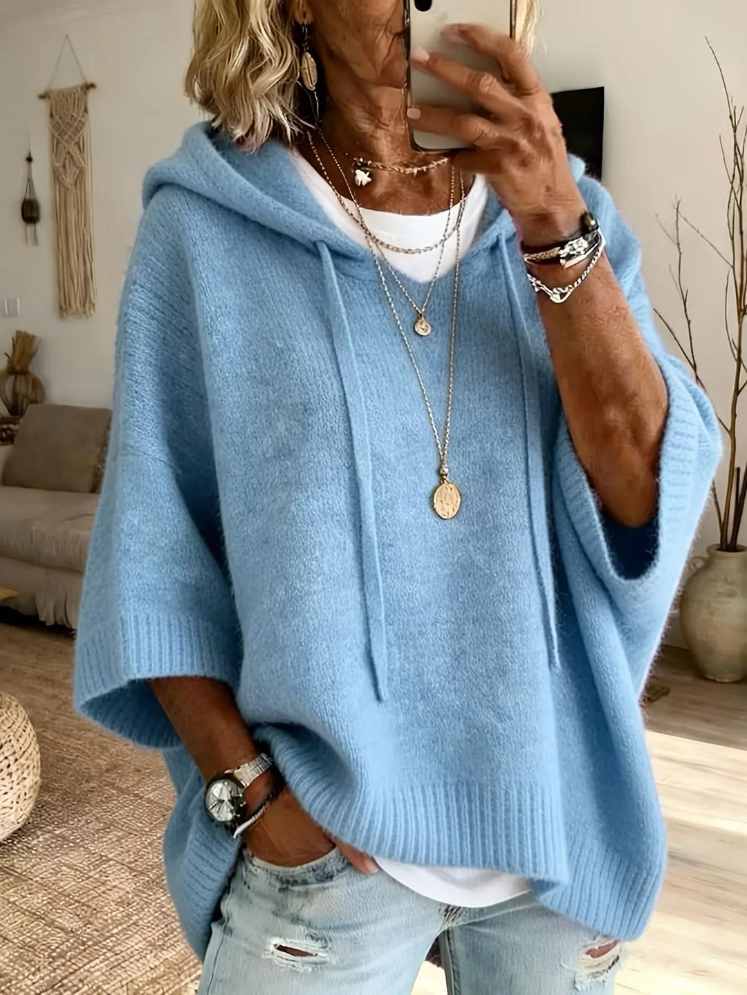 Oversized Soft Knit Hoodie for Women
