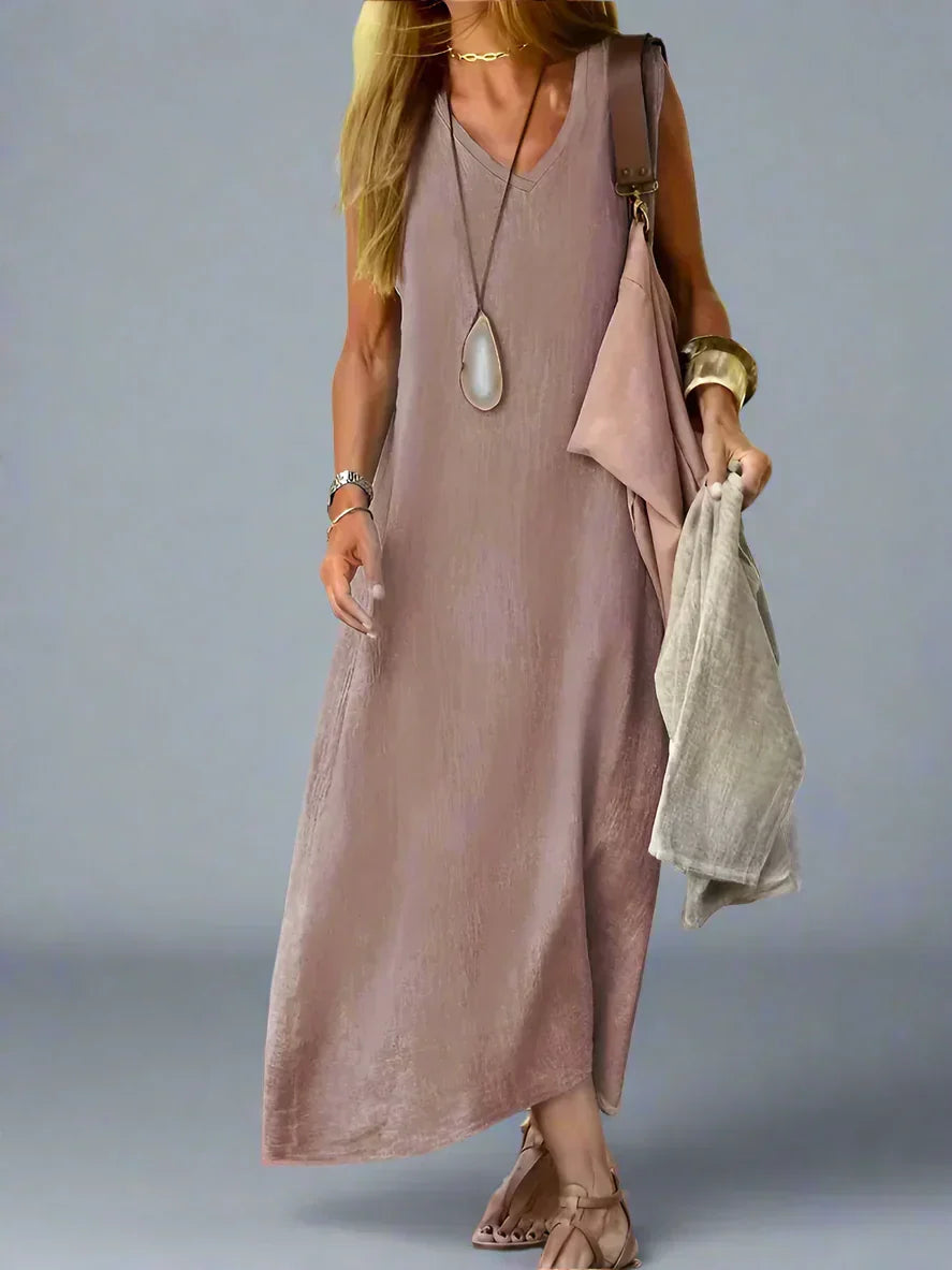 Hedwig Summer Dress with Flowing Cut and Natural Style, view 2 - Elena Harper