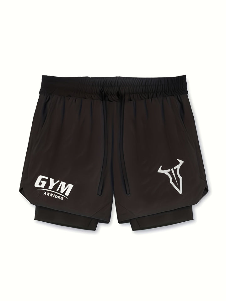 Men's Montarello 2-in-1 Sports Shorts with Compression Liner and Zipper Pocket