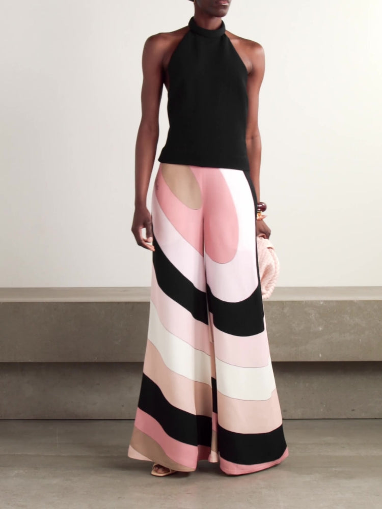 Sexy Halter Backless Printed Jumpsuit