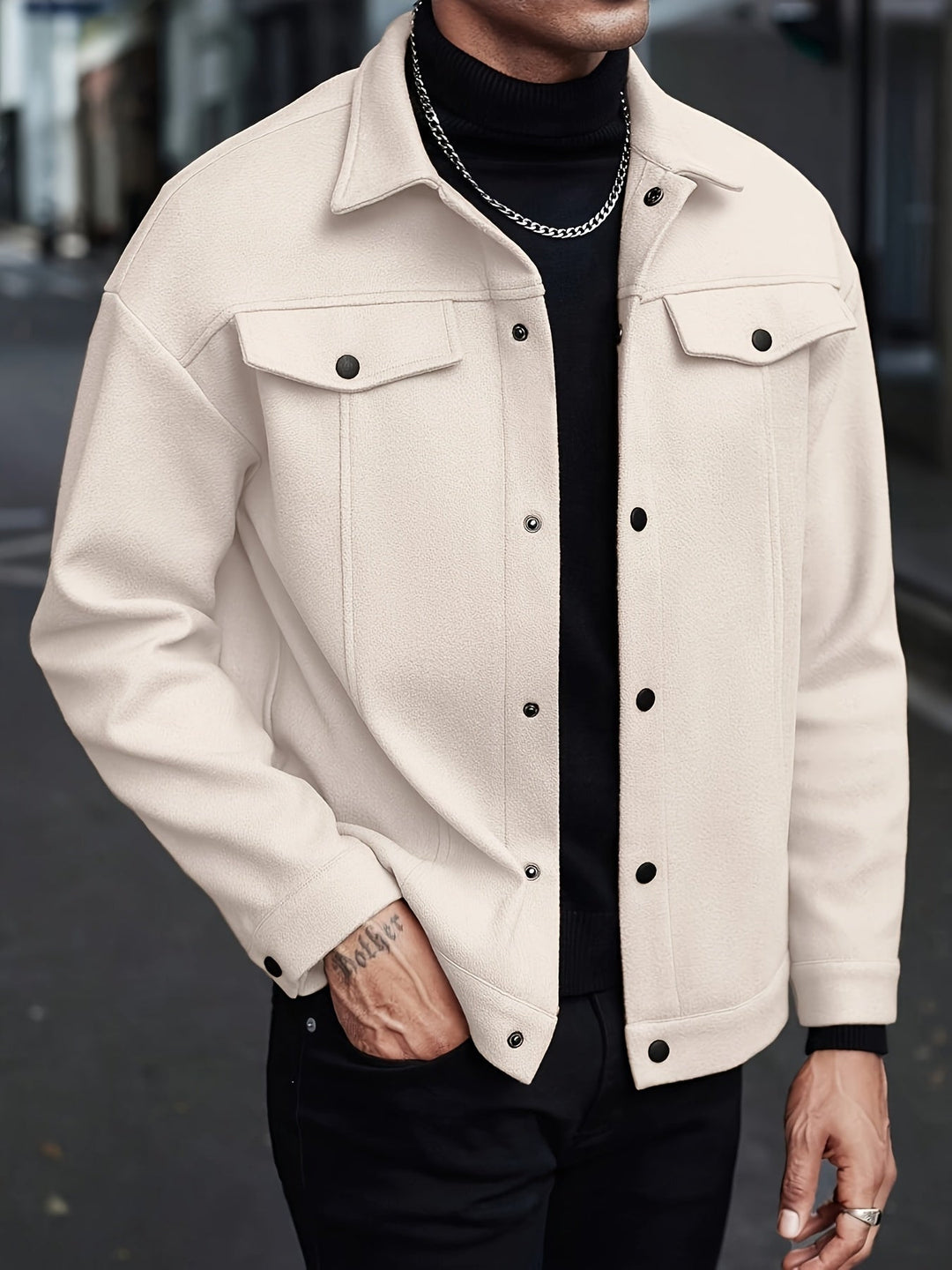 LAURENT MONACO | TEXTURED BUTTON-UP JACKET FOR MEN