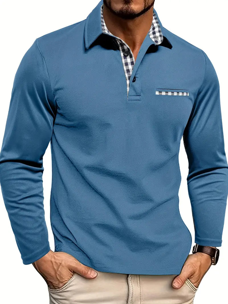 Men's Long Sleeve Polo Elegance, Comfort, and Guaranteed Style, view 4 - Elena Harper