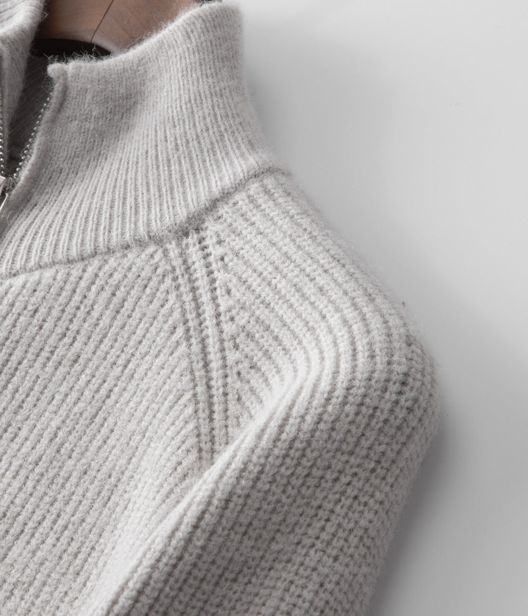 Emma & Rose merino wool zip-up cardigan — premium winter knitwear