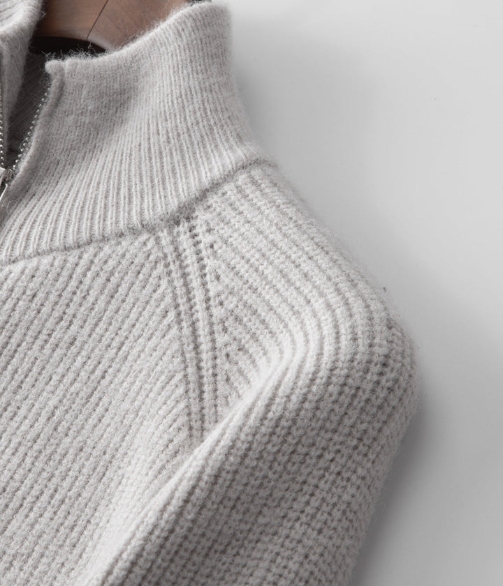 Emma & Rose merino wool zip-up cardigan — premium winter knitwear