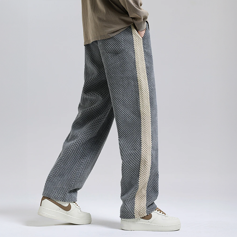 Men's Waffle Knit Joggers with Side Stripe Drawstring