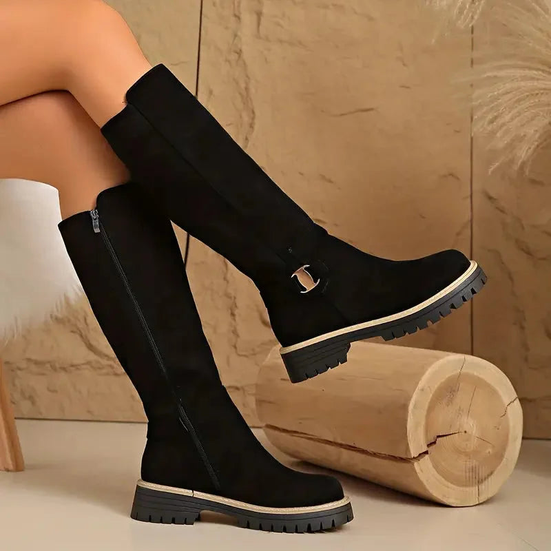 Dagny Women's Knee-High Boots with Block Heel - Elena Harper