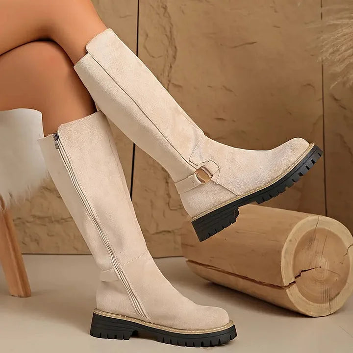 Dagny Women's Knee-High Boots with Block Heel, view 3 - Elena Harper