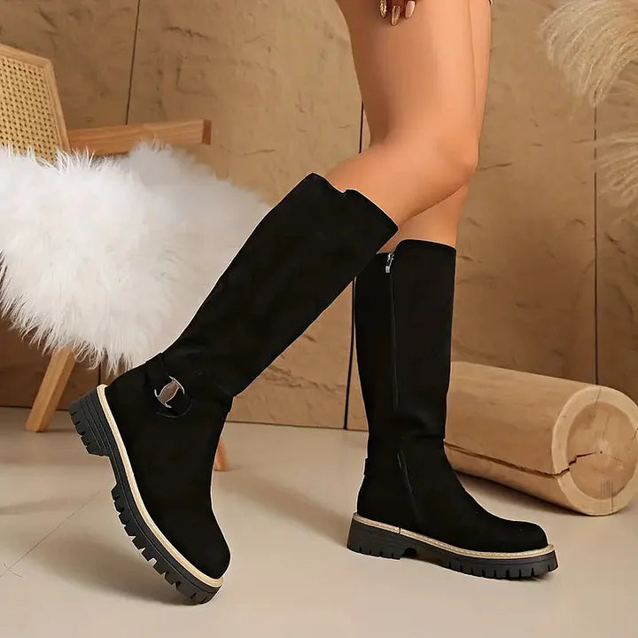Dagny Women's Knee-High Boots with Block Heel, view 4 - Elena Harper