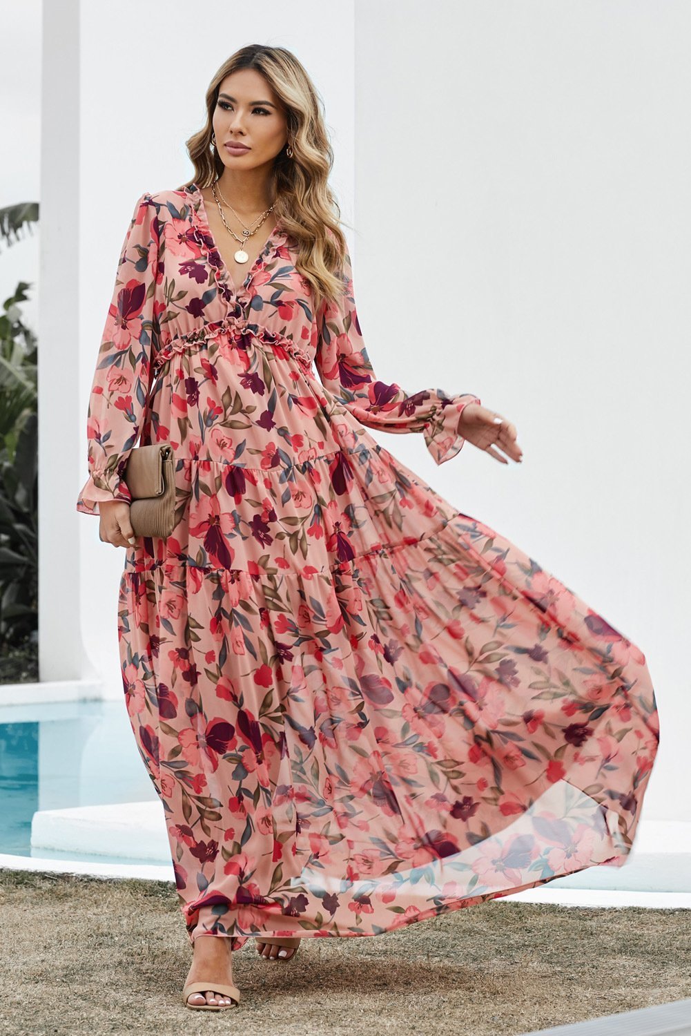 Aloisa - Maxi dress with V-neck print