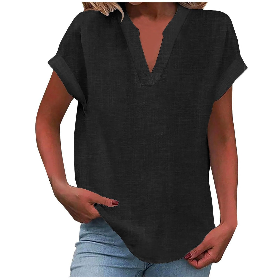 Clara | Women's Relaxed V-Neck Short Sleeve Blouse
