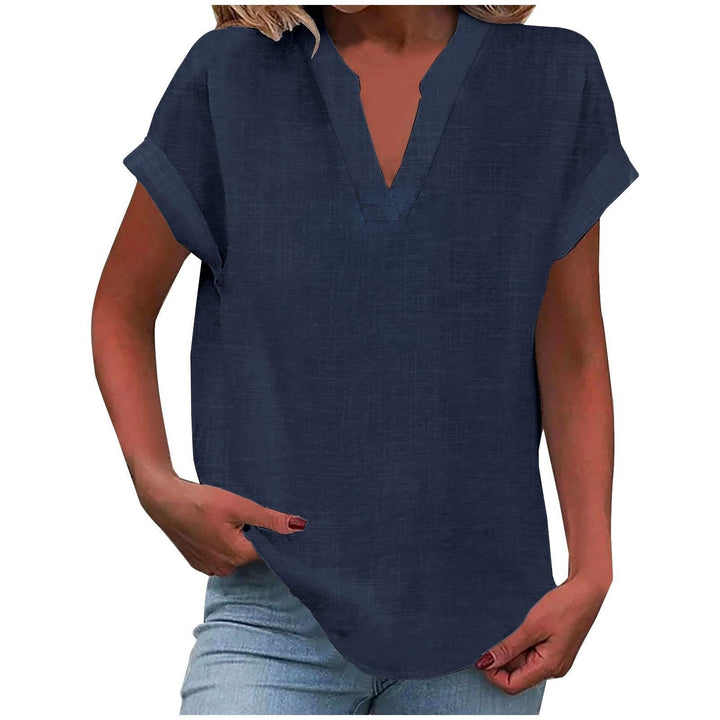 Clara | Women's Relaxed V-Neck Short Sleeve Blouse