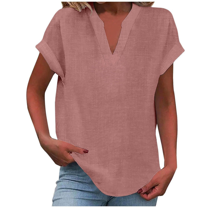 Clara | Women's Relaxed V-Neck Short Sleeve Blouse