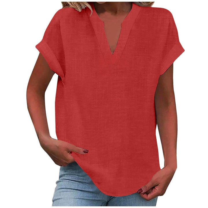 Clara | Women's Relaxed V-Neck Short Sleeve Blouse